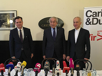 Franz Prettenthaler, Gerald Schöpfer, Michael Landau bei Pressekonferenz
